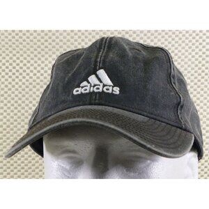 Adidas Black Distressed Baseball‎ Cap Strapback 100% Cotton Three Stripe Life